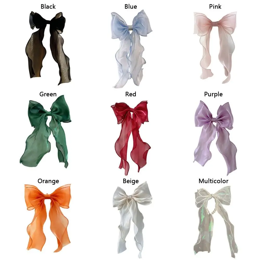 Silk Material Curtain Bow Tiebacks Pearl Decoration Lace Design Curtain Holdbacks Translucent Mesh Elegant Style