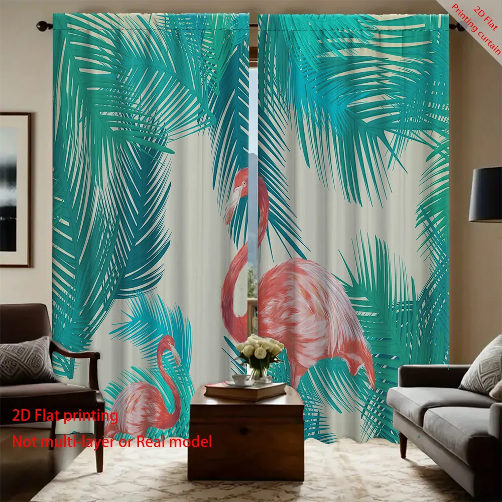 

Шторы с принтом фламинго и тропических растений, используемые для офиса, спальни, гостиной, балкона, окон, солнцезащитных штор для украшения дома