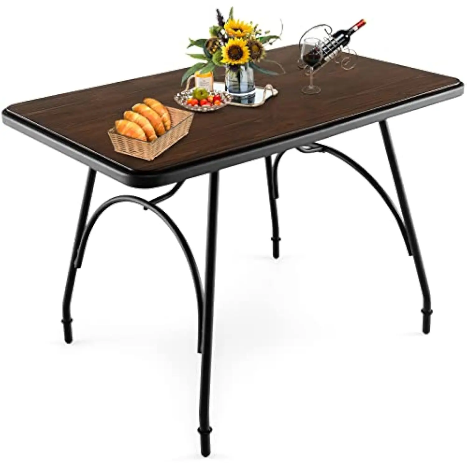 

Industrial Dining Table, Rectangular Kitchen Table with Spacious Tabletop, Adjustable Foot Pads & Solid Steel Frame, Leisure C