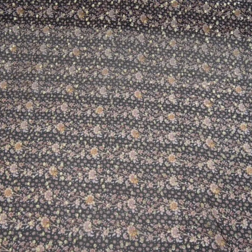 قماش حريري معدني بتصميم زهور ذهبي أنيق لامع مع مادة رائعة لتنورة فستان نسائية لشال العطلات #4