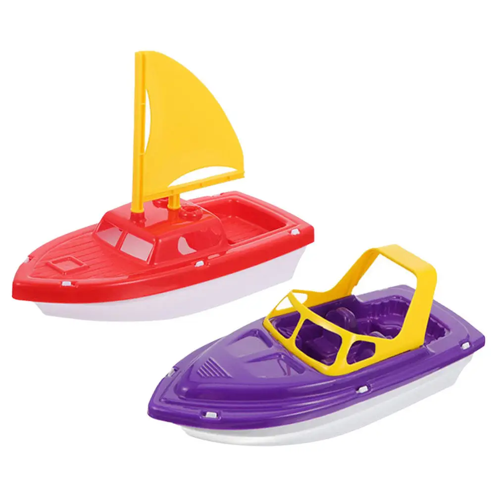 2Pcs Plastic Cartoon Boat Set Sand Bath Pool Water Play Fun Educational Beach Plastic Boats Set Bath Boat Toys