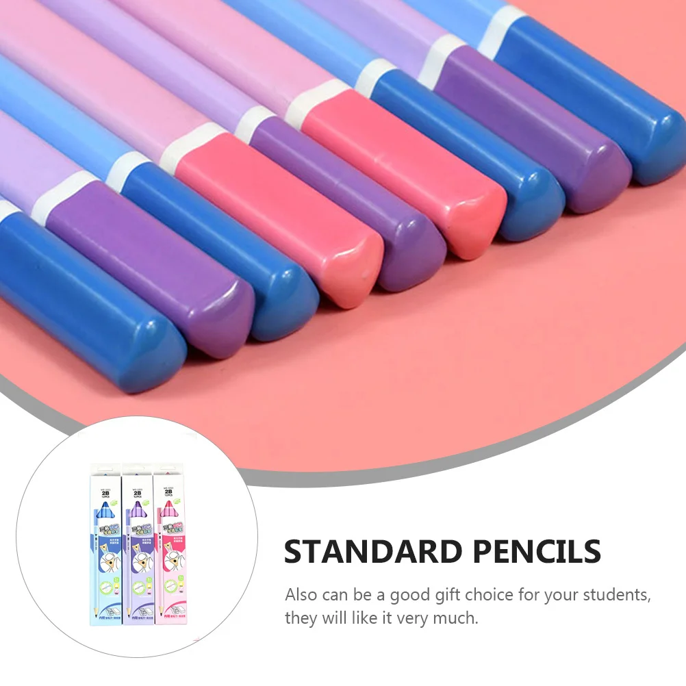 

3 set 3 Sets Students Triangle Pencils 6Mm Eco-Friendly Wooden Colored Drawing Writing Stationery Set For School Office