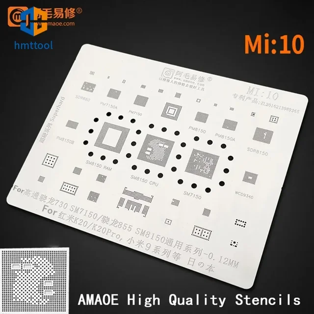 SM7150 855 SDM855 SM8150 dla Redmi K20/K20 pro/xiaomi PMIC Power ADUIO IC Chip BGA Reballing Stencil Solder BGA Heating Template