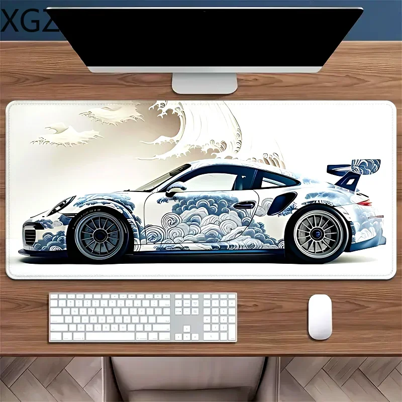 Wave Racing Car Mouse Pad Gaming Accessories Large Desk Pad Xxl Mat Anti-Slip Rubber Office Carpet Table Cushion Gamer Desk Rug