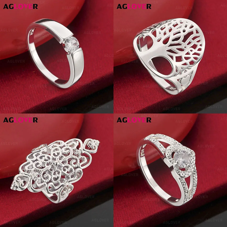 

AGLOVER 925 Sterling Silver 6-10# Hollow Tree Of Life Ring Charming Versatile Woman Engagement Jewelry