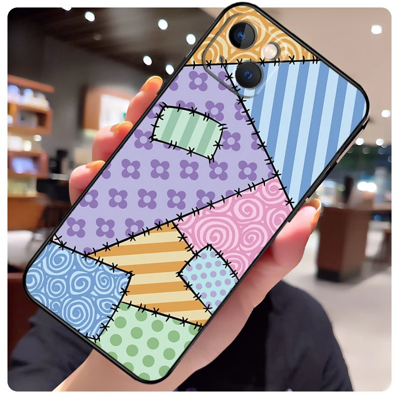 Patchwork style Case For iPhone 16 14 15 Pro Max 12 13 Mini 11 15 Pro Max Plus X XS Max XR Phone Cover