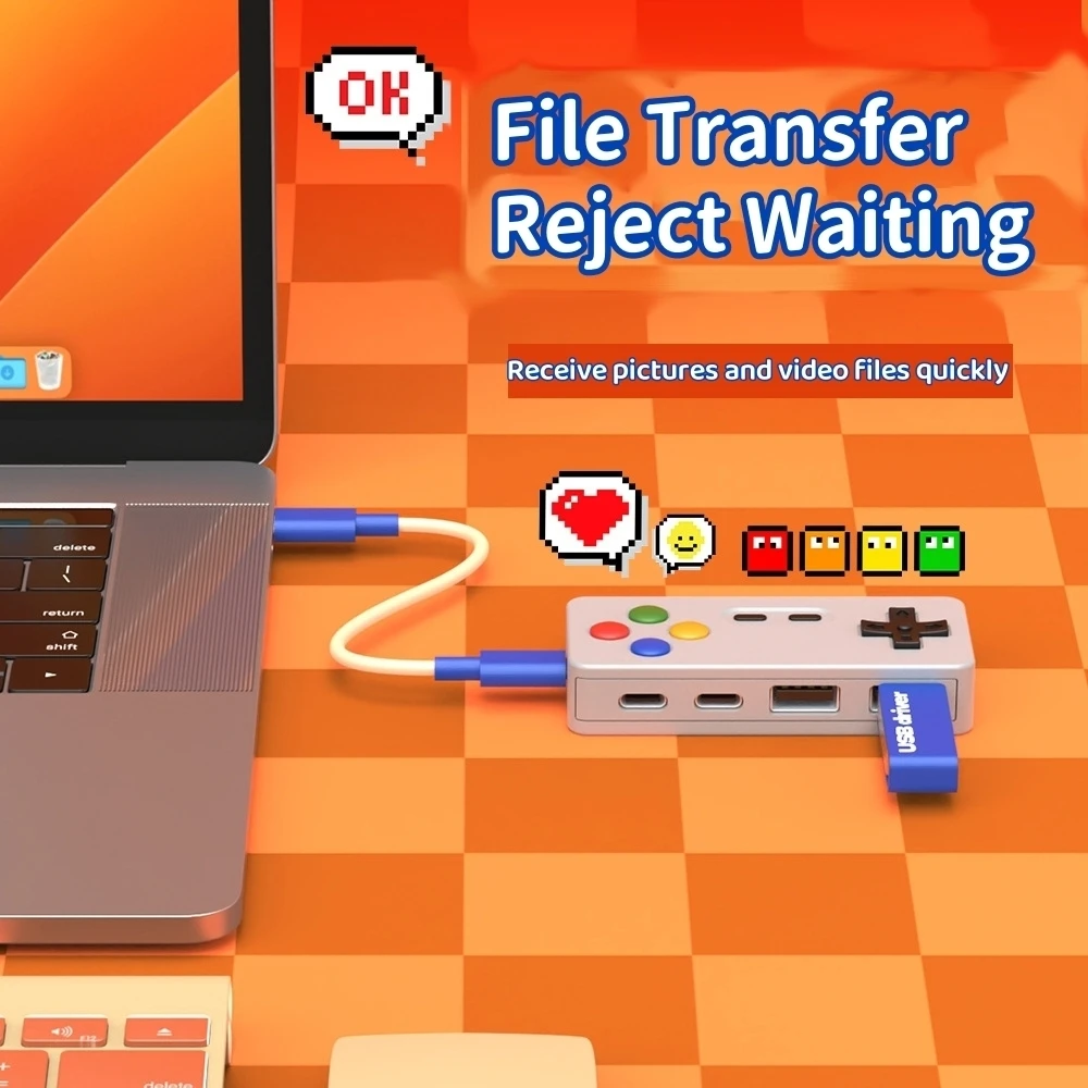 Cartoon Mouse Keyboard USB Converter Expansion GamePad Shape Design HUB Connector 4 In 1 Type-C USB 2.0 HUB With 2 Type C Port