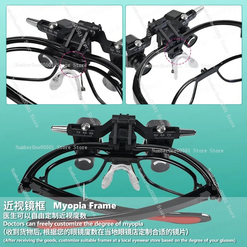 5X Dental Galilean Loupes with 5W Focusable LED Headlight Detachable Prescription Frame for ENT Oral Surgery