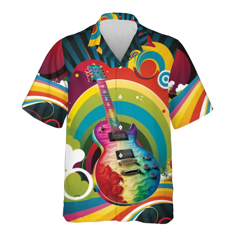 

Hip Hop Singer Guitar 3D Printed Shirts For Men Clothes Casual Hawaiian Beach Shirt Music Lover Short Sleeve Women Blouses Tops