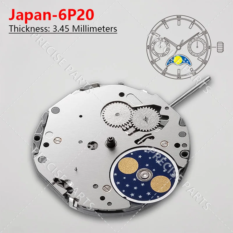 High Quality Electronic 6P20 New Five Pin Quartz Movement Watch Movement Accessories, Authentic Japanese 6P20 Movement ﻿