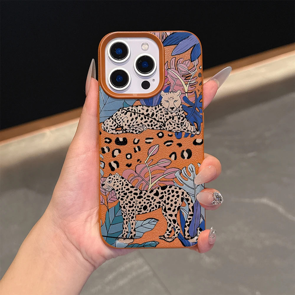 

Retro brown leopard print Lichee leather pattern Phone Case For Redmi A5 A3 A1 14C 13 12 12C 10 9 9A K60 Ultra Shockproof Cover