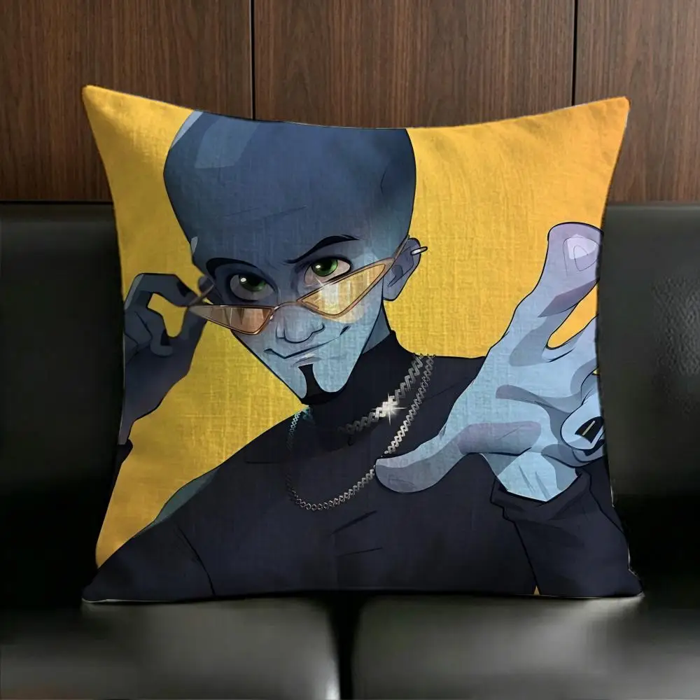 Movie Poster M-MegamindS Cushion Cover Anti-dustmite Pillowcase Invisible zipper silky short plush Sofa cushion cover