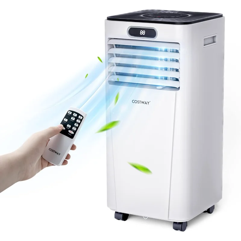 

Портативный кондиционер COSTWAY, воздушный охладитель емкостью 10000 БТЕ с сушкой, вентилятором, режимом сна, 24-часовой таймером, пультом дистанционного управления, кулерами