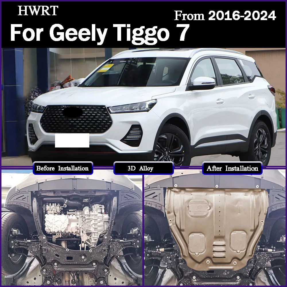 

Black Under Engine Guard Plate Splash Shield Mud Fender Cover For Chery Tiggo 7 2016-2024 2.0L 1.5T Mudguard Protector