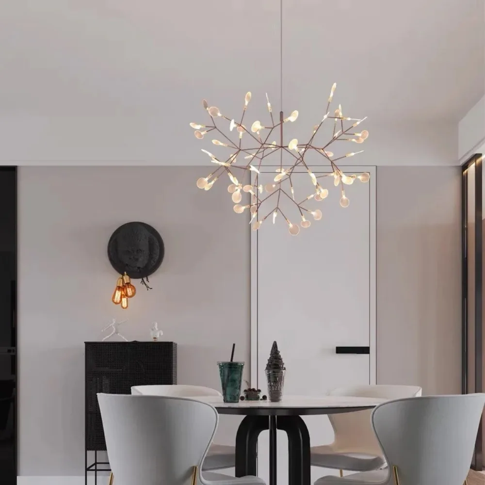 Imagem -04 - Nordic Heracleum Candelabro para Sala de Estar Cozinha Corredor Ouro Rosa Black Branch Design Lâmpada Firefly Nordic Postmodern Design