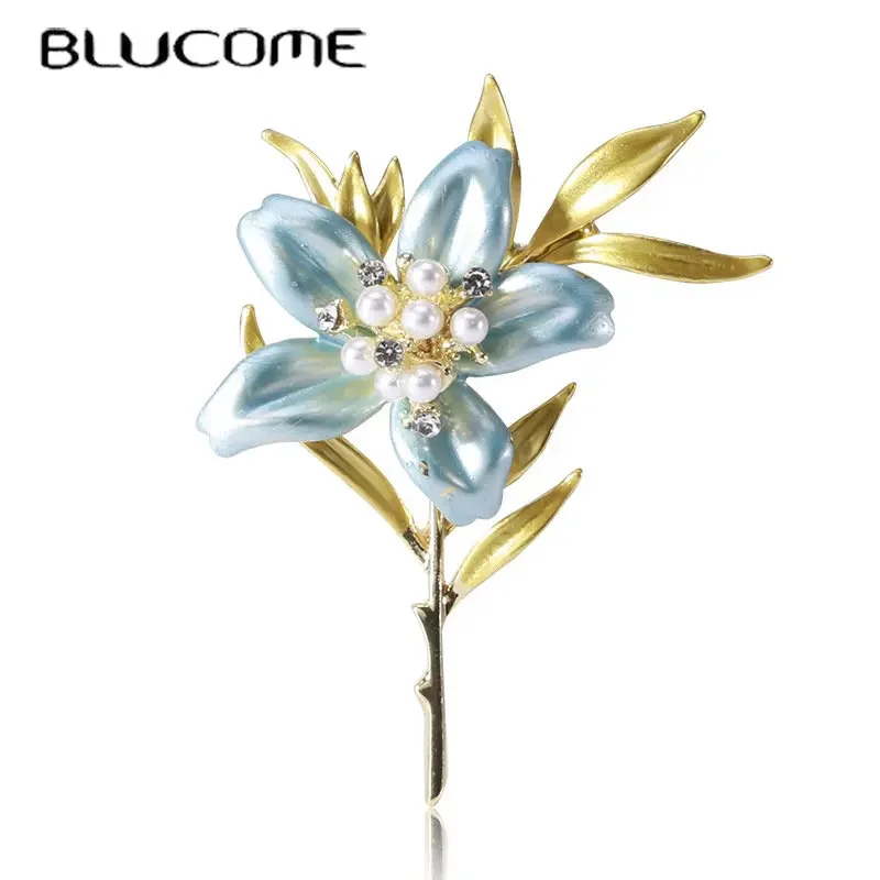 

Blucome New Artistic Peach-blossom Brooch Gentle Fresh Flower Plant Pin Women Party Office Brooch Pin Gifts