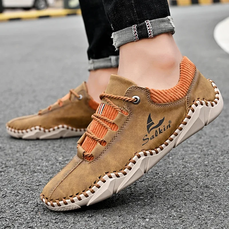 Men's Driving Shoes Men's Handmade Loafers Fashion Men's Shoes Outdoor Breathable Casual Shoes Moccasins Large Size Sneakers