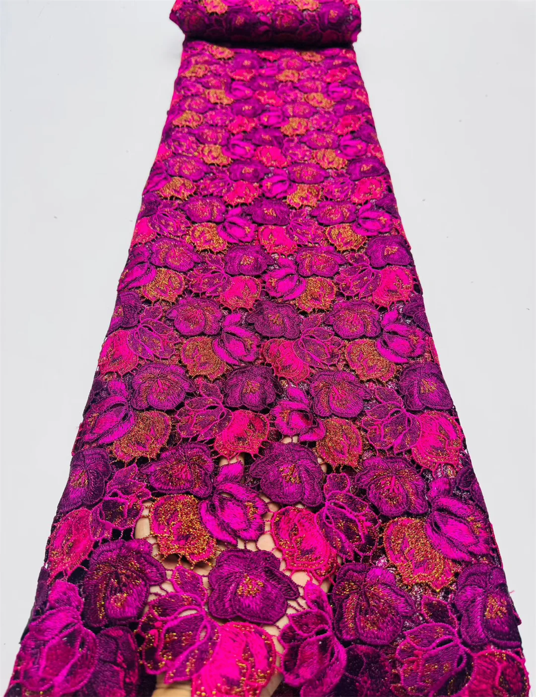 Cotton Embroidered African Guipure Cord Lace Traditional Inspired Garment Women Water Soluble Fabric Occasional Wear