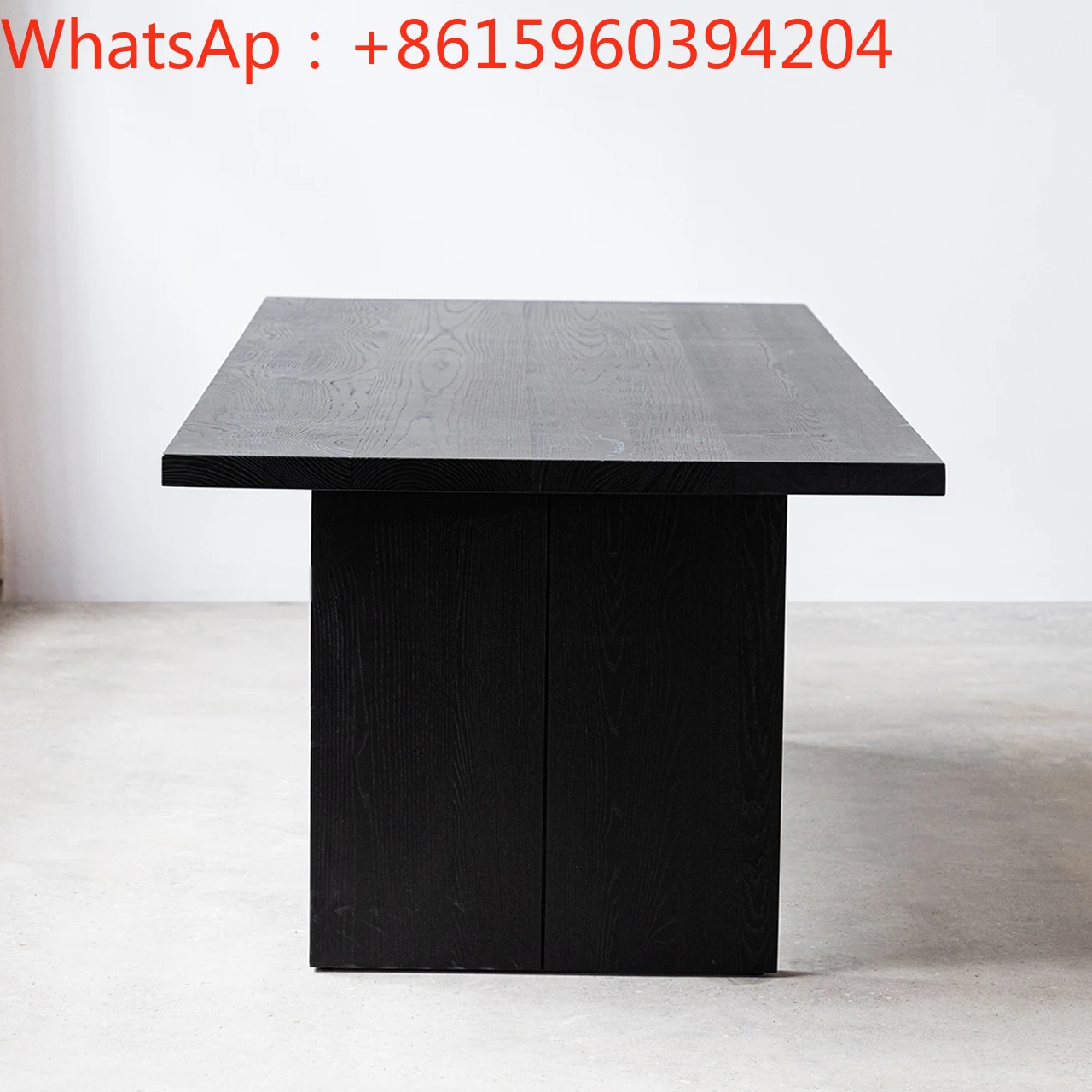 Mesa de comedor de troncos de viento silenciosa, escritorio de té de madera maciza rectangular simple negro para el hogar, escritorio de negociación, escritorio largo