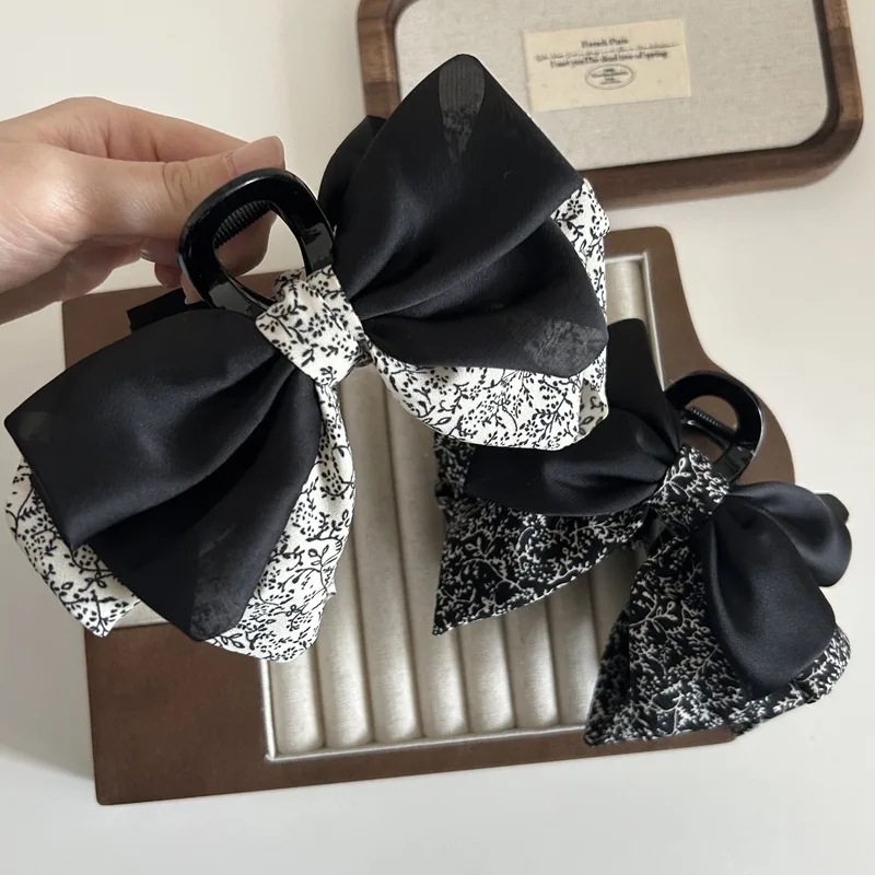 جديد! المرأة الموضة الفرنسية الرجعية الأزهار انتزاع كليب الساتان الربط القوس مزين ، مزاجه أنيقة القرش كليب ، جديد إكسسوارات للشعر