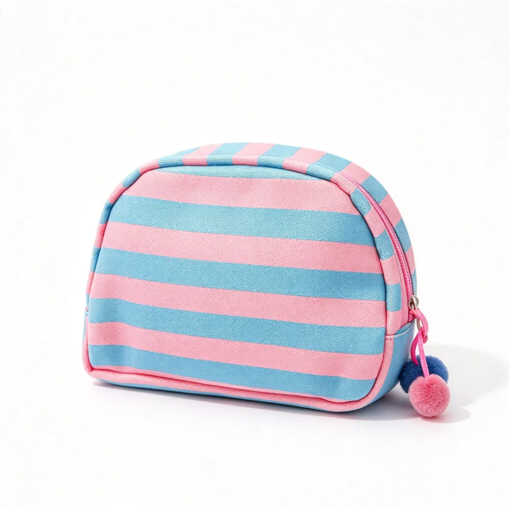 High Value Striped Shell Cosmetic Bag Portable Travel Outdoor Storage Bag Dopamine Style Organizer for Makeup