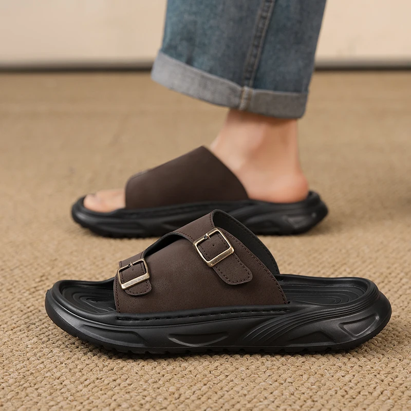

Summer Light Rubber Foam Sole Fashion Casual Non-slip Large Size Slippers Shoes Man Open-toe Flip-flops Man Beach Shoes for Men