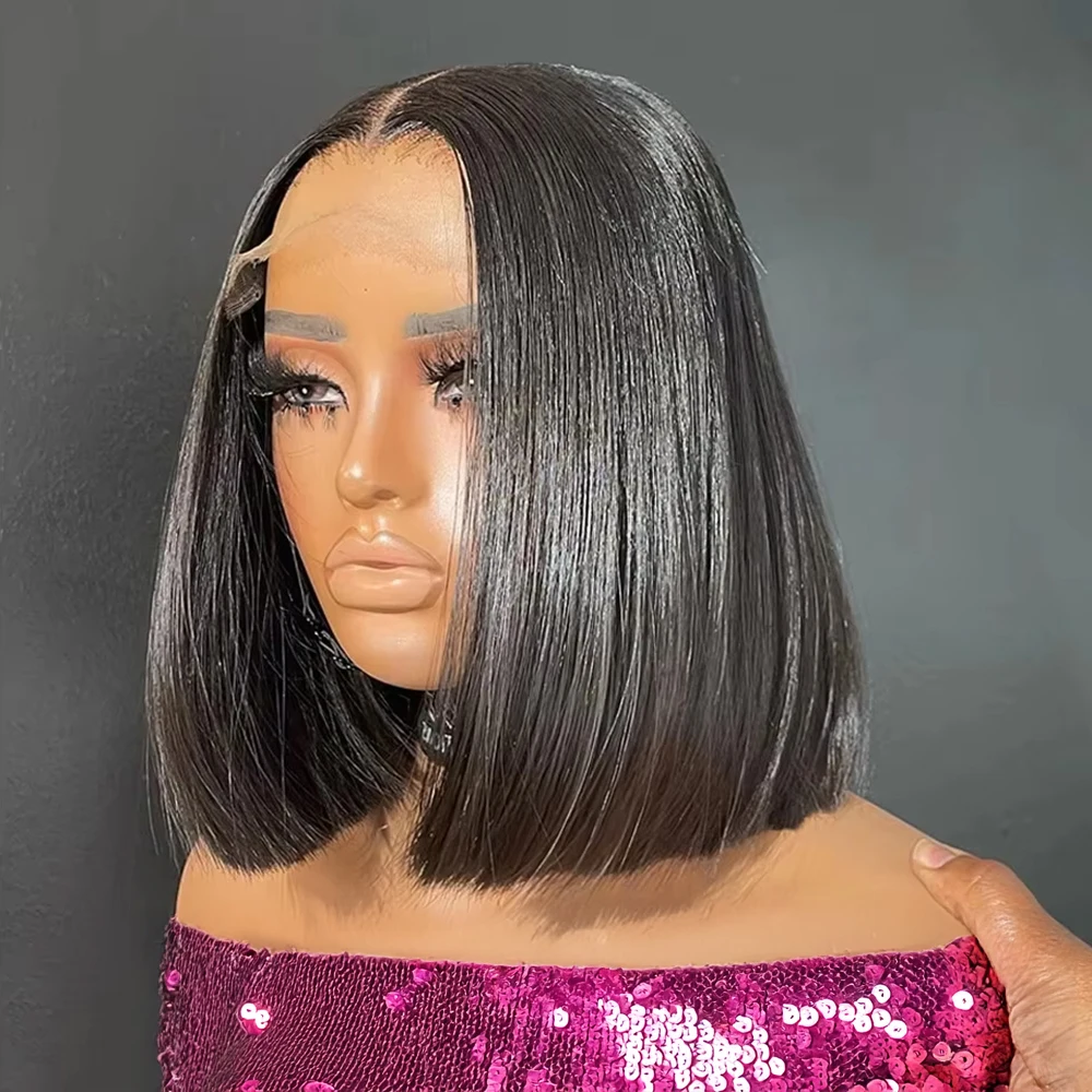 웨어 고 글루리스 13x4 본 스트레이트 밥 인모 레이스 프론탈 가발 250 밀도 프리 플러킹 브라질리언 HD 투명 레이스 가발