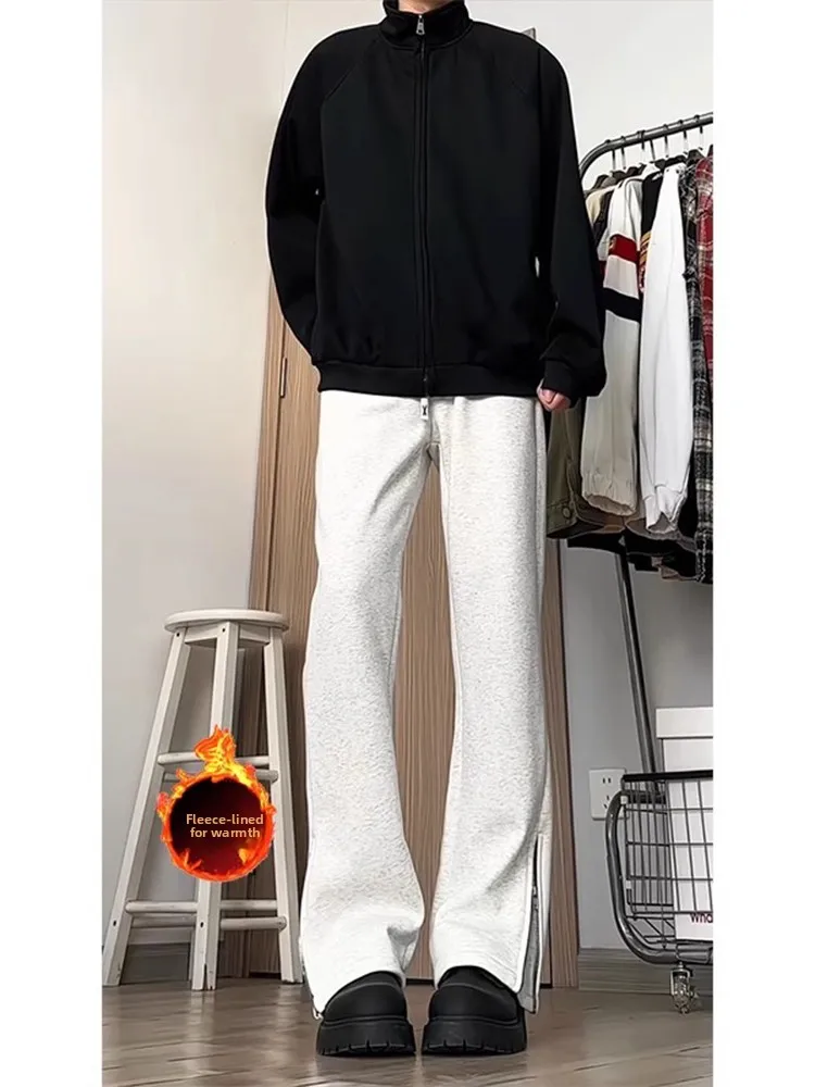 

Cleanfit Fleece Lined Men's Cargo Pants Tall Size White Grey Spring Autumn Casual Long Trousers Street Style Youth Fashion