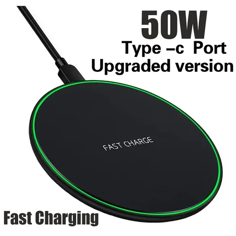 Chargeur sans fil 50W pour iPhone 14 15 16 17 Pro Xs Max Mini X Xr, support de charge rapide à induction pour Samsung S25 S26 S8 S9 S10 Note