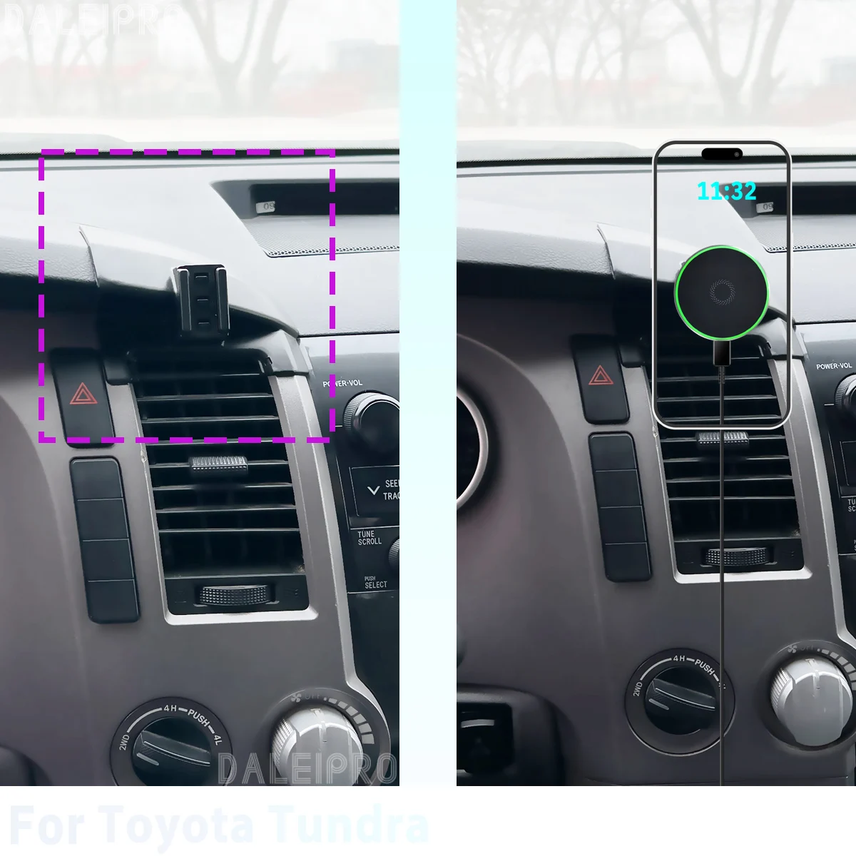 Made to measure for Toyota Tundra XK50 2007-2009 2010 2011 Phone Holder Car Magnetic Phone Mount Smart Sensing Wireless Charging