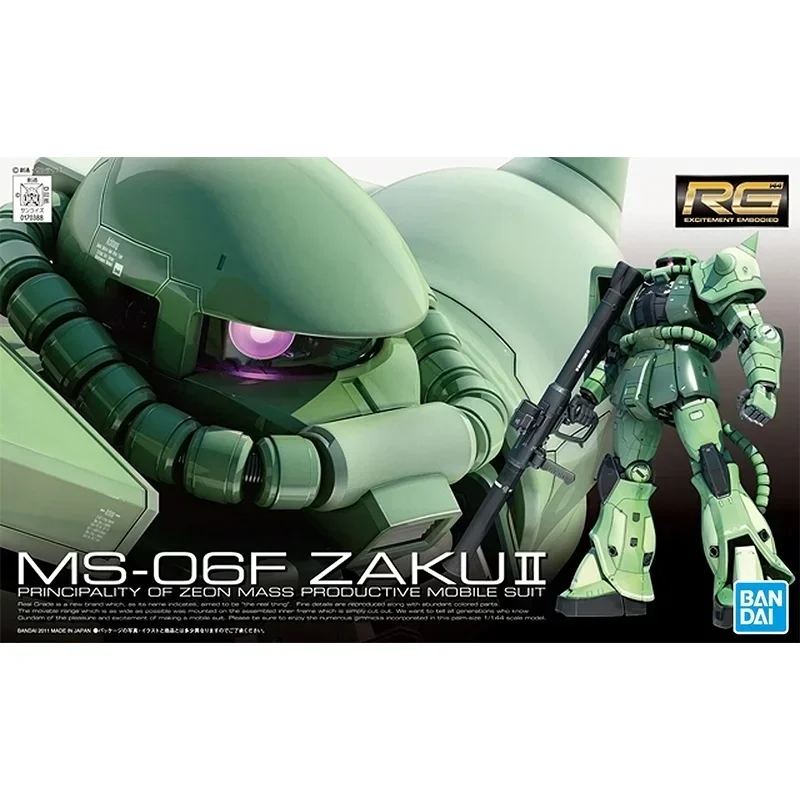 Original Bandai Gundam RG 1/144 MS-06F ZAKU II Assembly Anime Action Figure Model Toys Collection Ornaments Kids Gifts In Stock