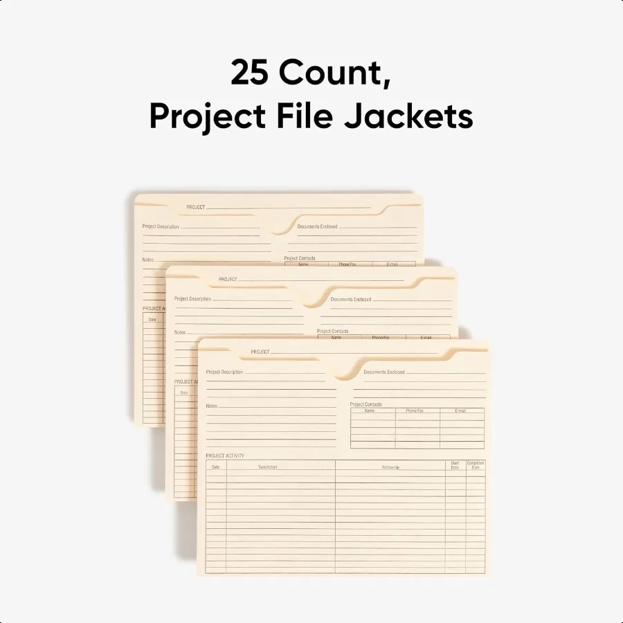 Project File Jackets 25 Count Manila Reinforced Straigut Tabs พิมพ์หน้าหลังและ Tab 2 Expansion Letter Size 75621