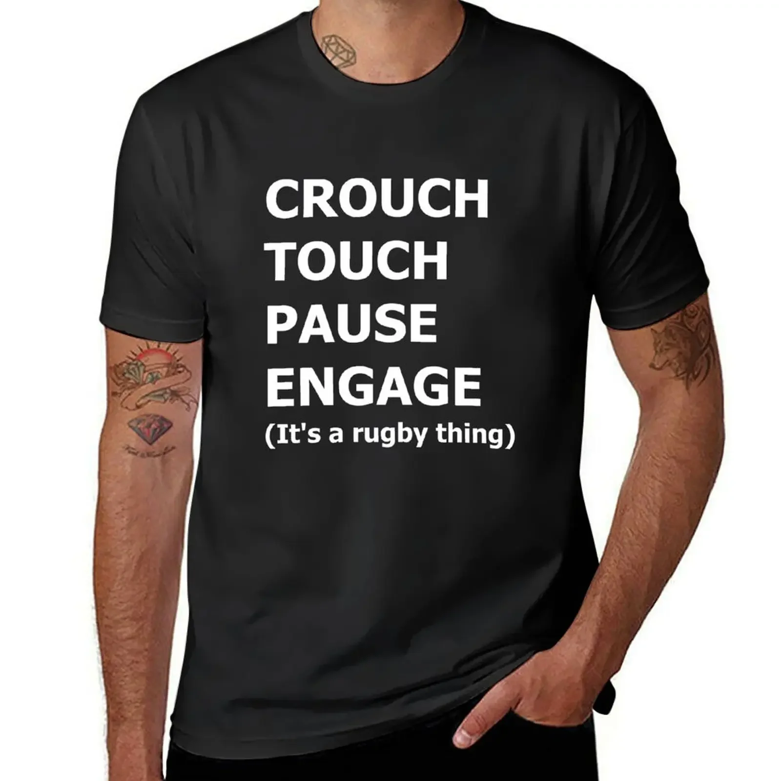 Crouch, Touch, Pause, Engage Funny Rugby T-Shirt korean fashion essential t shirt mens vintage t shirts