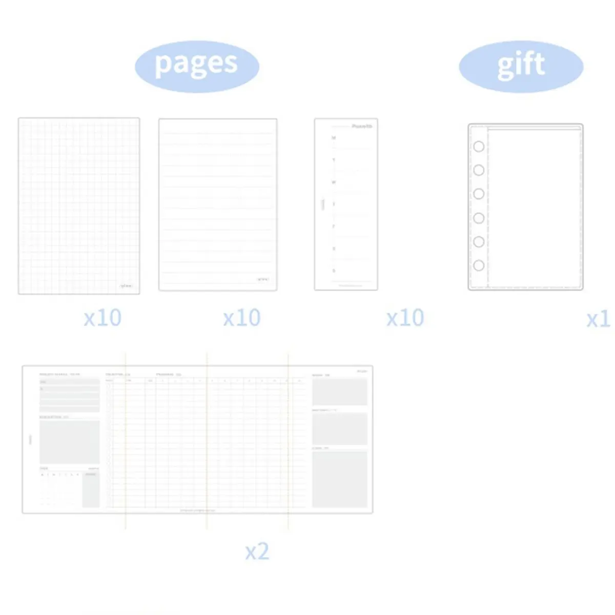 618 Mega Sale A7 Clear Refillable Notebook Tri-Fold Accordion Journal for Students