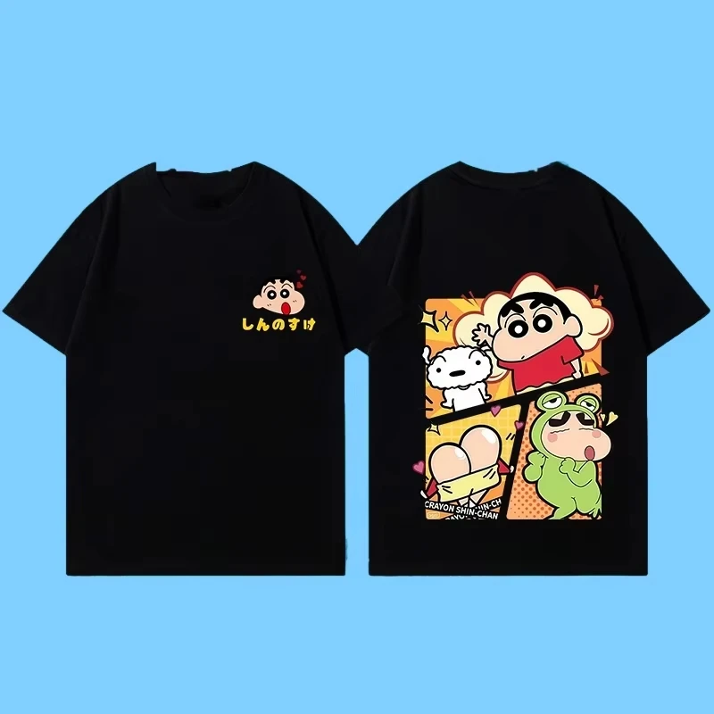 

Miniso, новая летняя хлопковая футболка с мультяшным карандашом и принтом Шин-тян, унисекс, уличный стиль, летняя мода, повседневный хлопковый топ с круглым вырезом