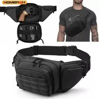 HOMEFISH Men Waist Fanny Pack Belt Bag Tactical Military Motorcycle Rider Sports Climb Camping Nylon Male Tool Sling Chest Hip 3