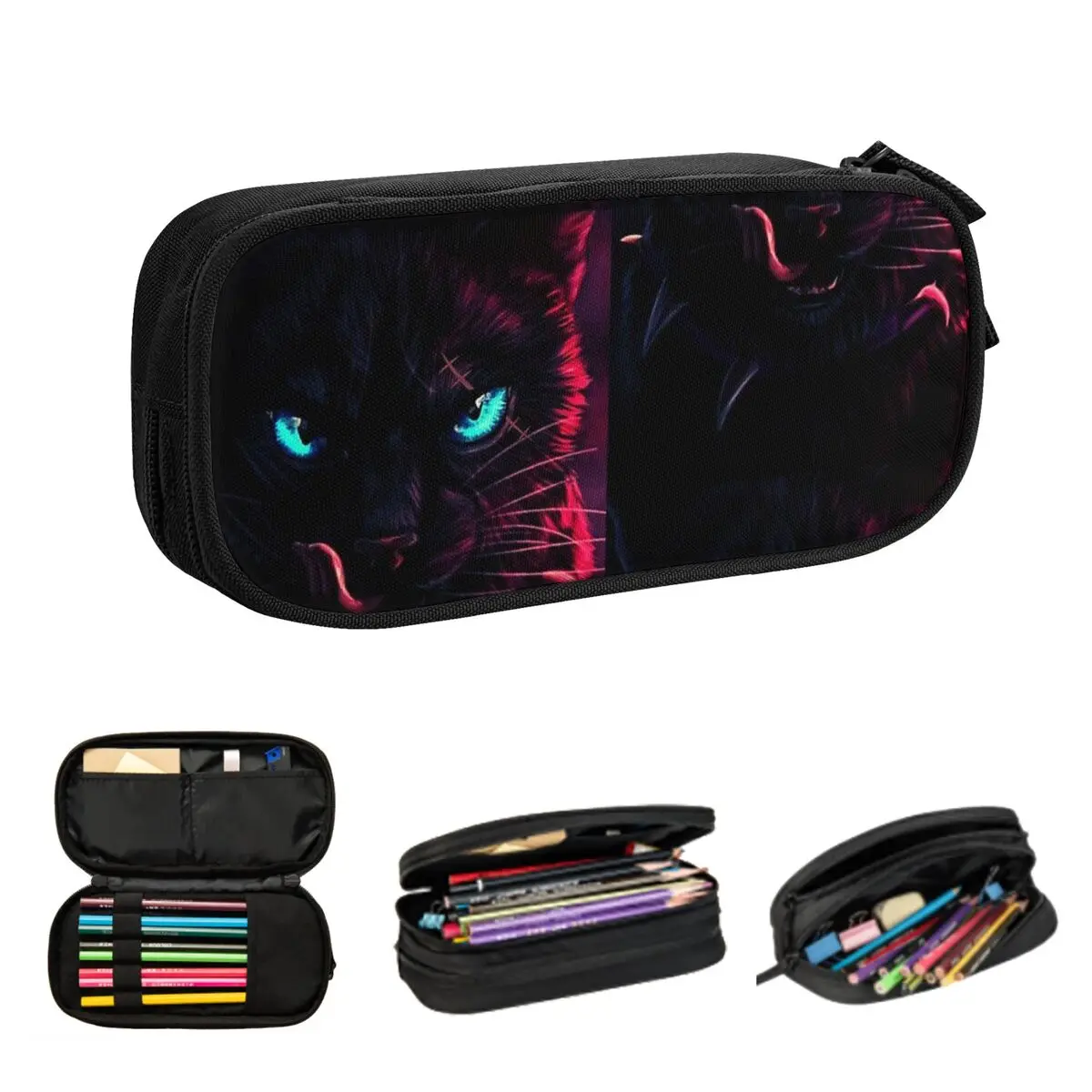 Warrior Cat Scourge Pencil Cases Big Capacity Pen Bags Pen Box Pencil Pouch For Boys Girls Students Stationery School Office