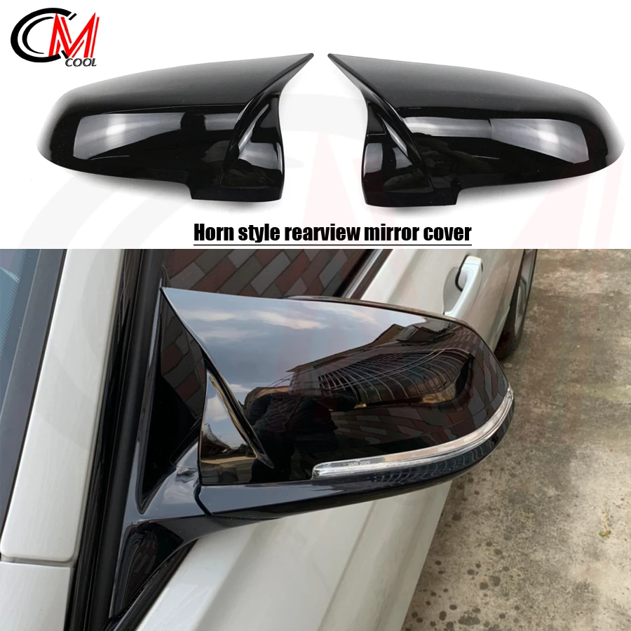 For BMW 1 2 3 4 X1 Series F20 F22 F23 F36 F30 F32 F36 E84 F87 Upgraded Horn Rear View Cap ABS Gloss Black Rear View Mirror Cover