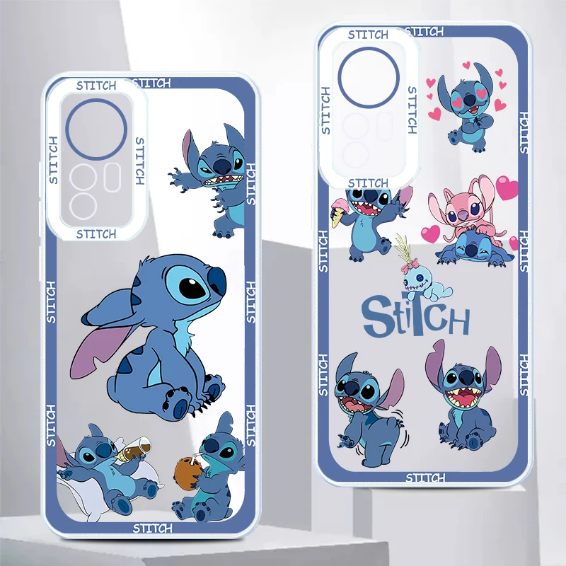 

Baby Disney Stitch Love Transparent Phone Case Cover For Xiaomi 11T 11 Lite POCO X4 GT X3 NFC M3 Pro F3 Angel Eyes