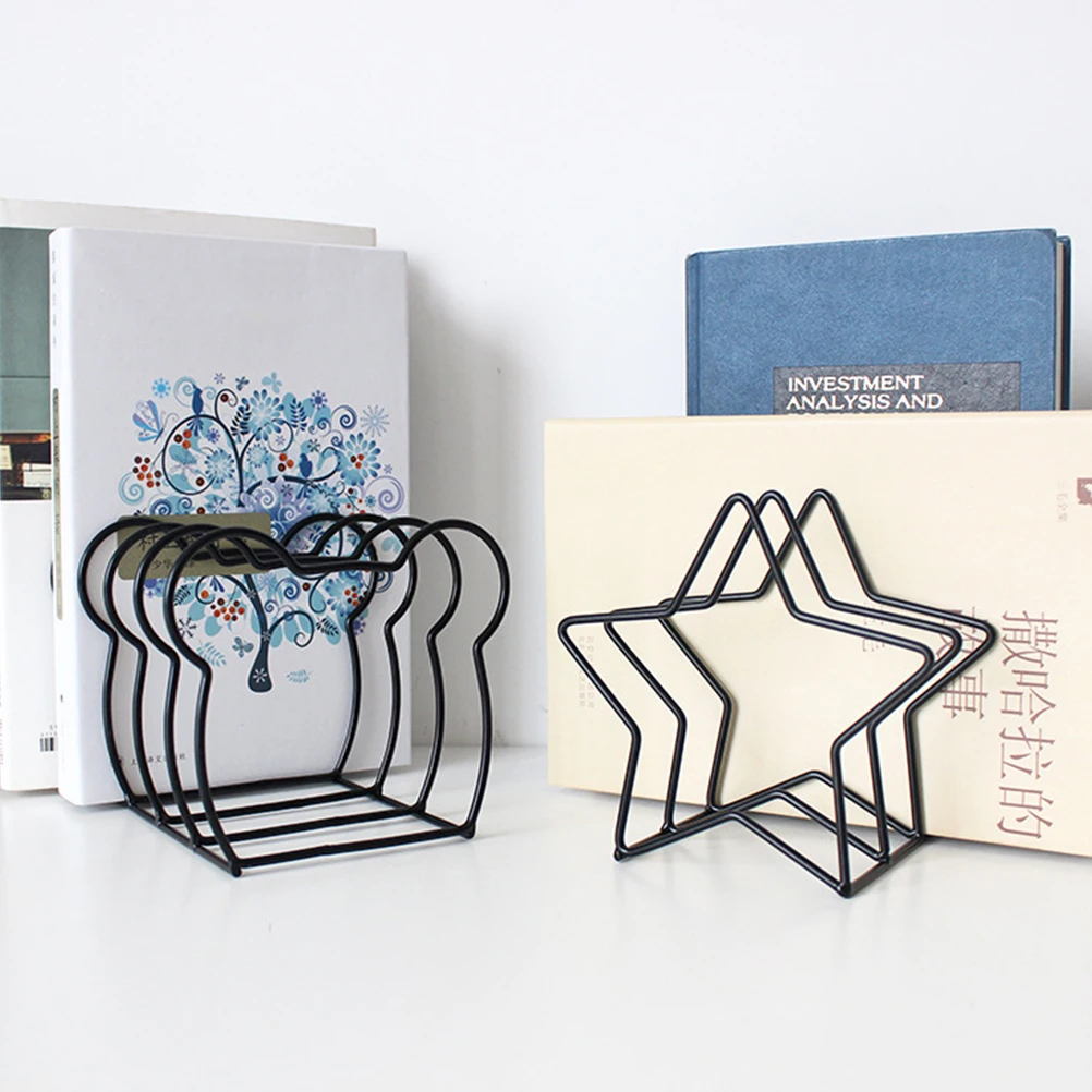

Iron Art Bookends Star Shaped Storage Rack Desk ganizer Magazine Holder Documents Display Easel Practical Quality
