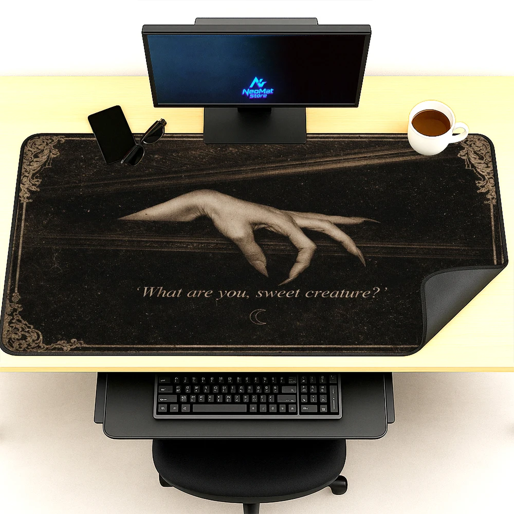 Gothic Desk Pad Gaming Mat 180x60 Deskmat Black Aesthetic Full Playmat Mousepad Horror Vintage Room Decor Mousemat