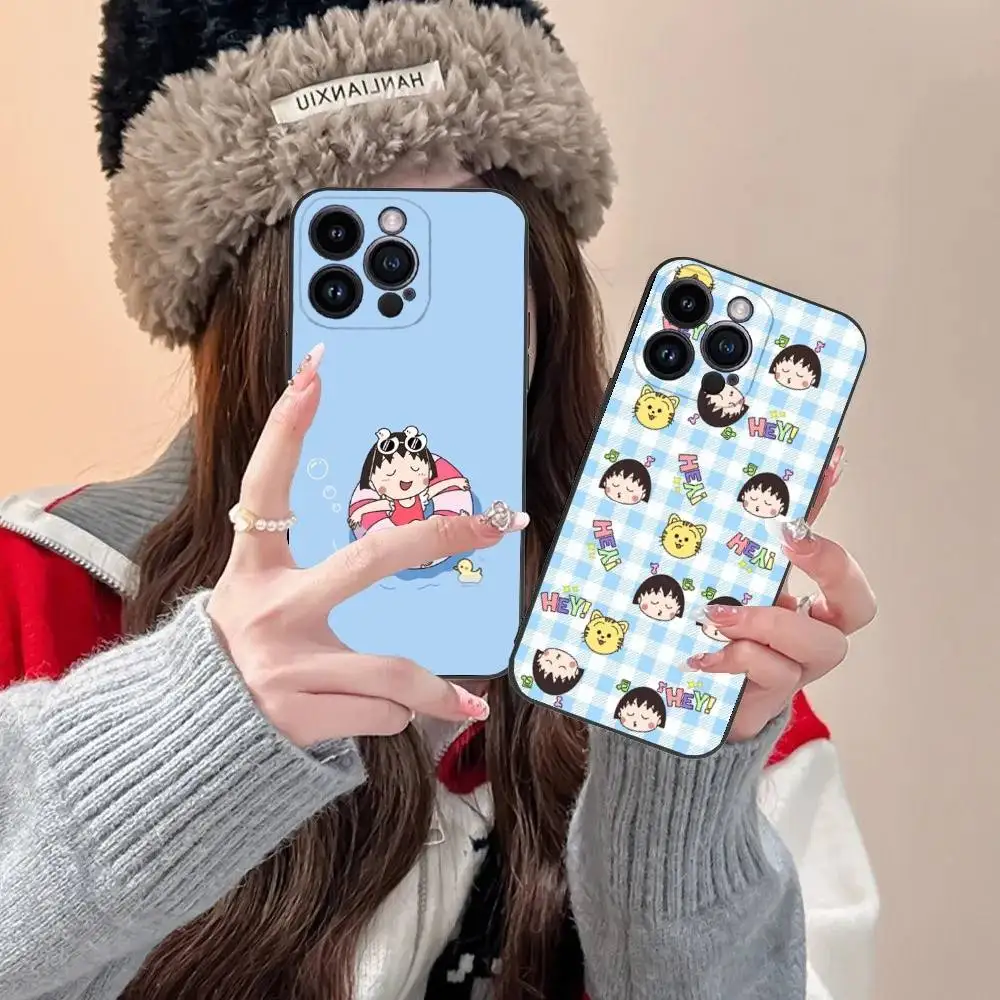 

M-Maruko Comics ChanS Phone Case For iPhone 16,15,14,13,12,11,Pro,XS,Max,XR,Plus,E,SE4,Mini Black Fashion Cover