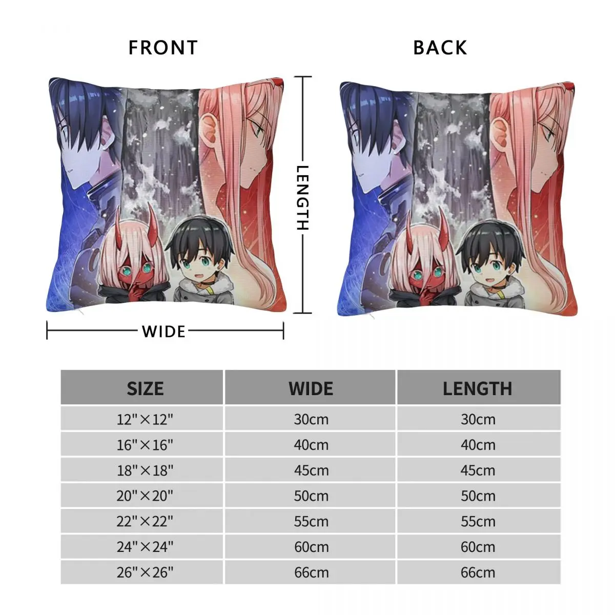 Darling In The Franxx Zero Two Anime Square Pillowcase Cushion Cover Pillow Case Throw Pillow Cover for Home Sofa Living Room