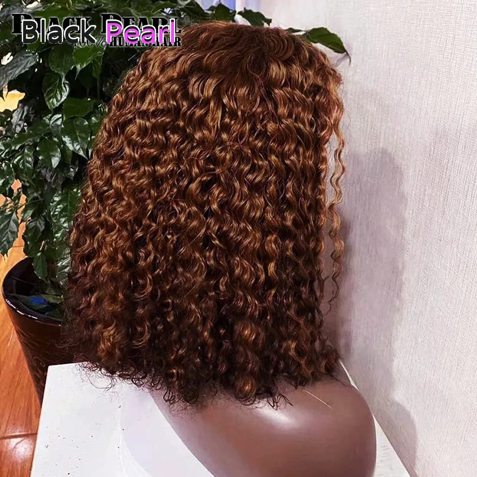 

Malaysian Short Curly Bob Lace Front Wig13X7X2 Lace Front Wigs Pre Plucked with Baby Hair HD Lace Brown Curly Bob Wig Human Hair