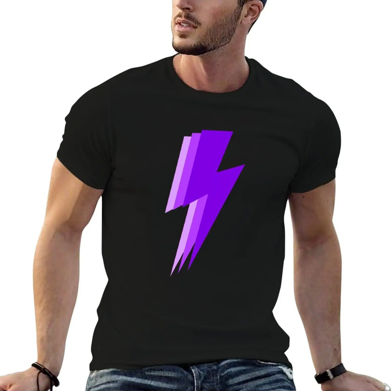 3 purple lightning bolt T-Shirt t shirt custom print t shirt man designer men t shirt cotton 100% T-shirt