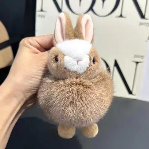Cute Faux Fox Fur Bunny Keychain, Fluffy Rabbit Plush Bag Charm, Car Key Ring & Phone Chain, Fresh Sweet Pendant Accessory