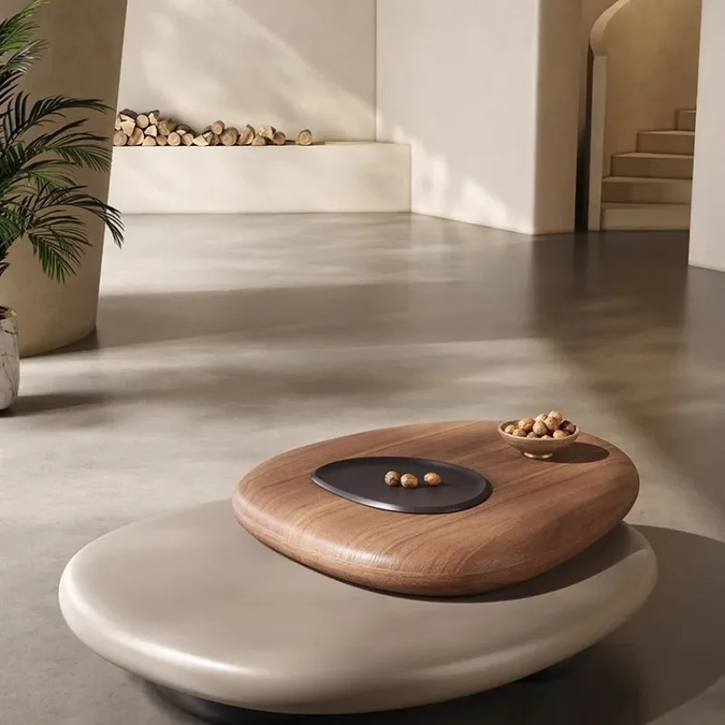 Designer Pebble Rotating Coffee Table Short Italian Living Room Home Designer Special-shaped Creative Small Apartment Coffee Tab