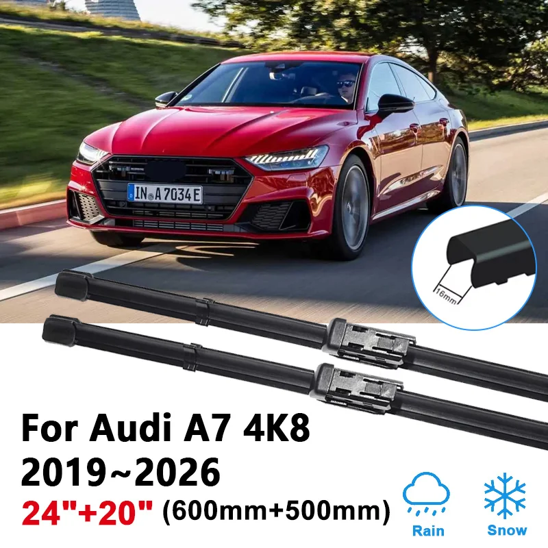 

24"+20" For Audi A7 4K8 2019~2026 2022 2024 Car Front Wiper Brushes Window Wipers Blades Rubber Strip Auto Tools Accessories
