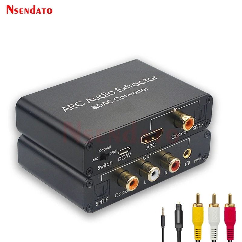Adapter HDMI ARC Audio Extractor DAC Konwerter Cyfrowy Optyczny SPDIF Koaksjalny na Analogowy 3.5mm L/R Stereo DAC Konwerter Audio HDMI