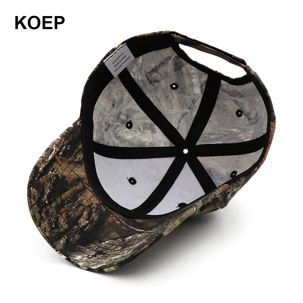 KOEP New Outdoor Fishing Caps Jungle Tree Camouflage Baseball Cap Hunting Hat Cotton Dad Snapback Biomimetic Camo Hats KBMO5